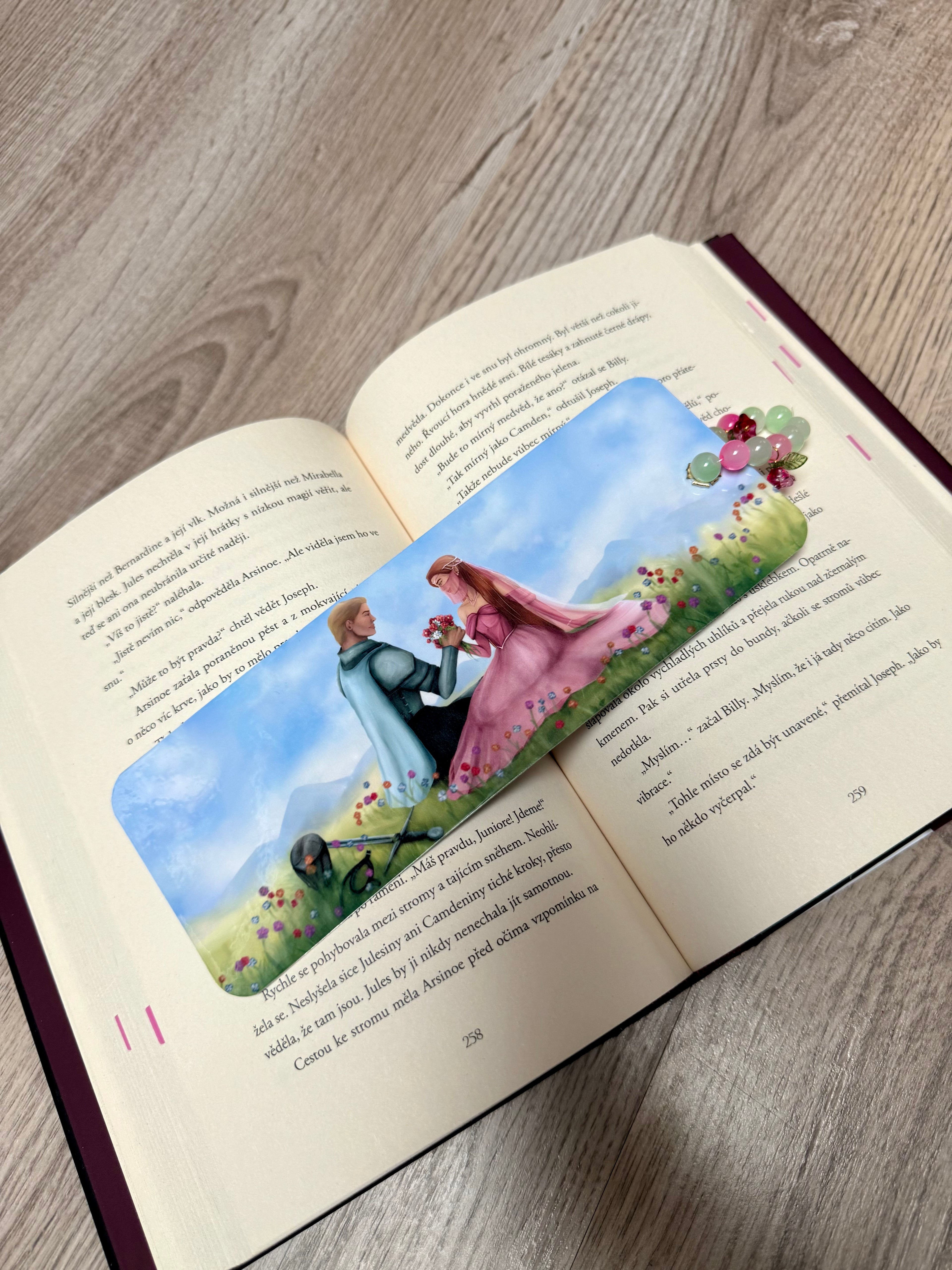Knight & Princess - bookmark with charms